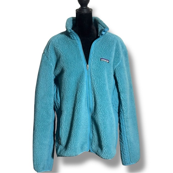 Patagonia Women’s Retro X Full Zip Long Sleeve Cozy Teal Fleece Jacket - Picture 1 of 15